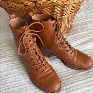 Madewell Tan Leather Lace-Up Boots